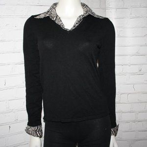 🦓🖤 Black & Zebra Collared Shirt · Notations · Size Small